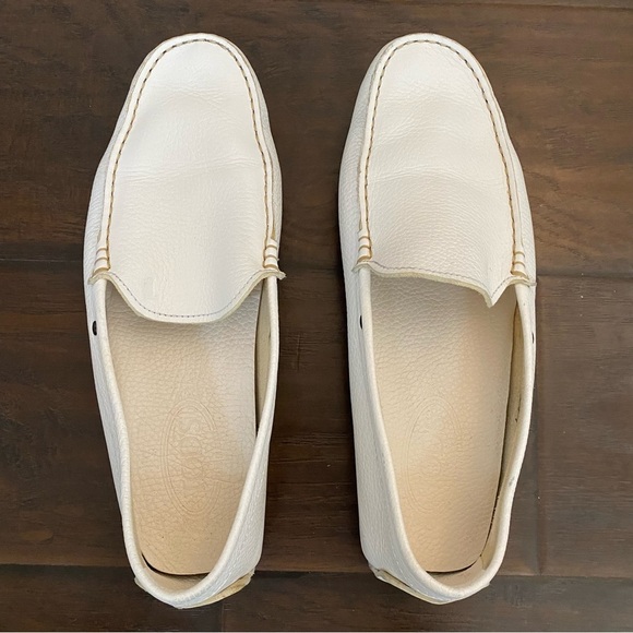 Tod’s white leather driving moccasin loafers men’s size 8 USA size fits 9 - Picture 5 of 9